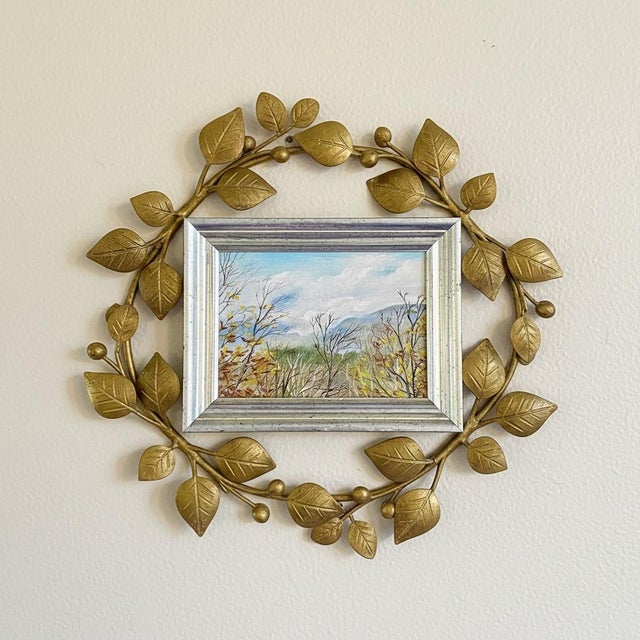 Blue 1970s Original Rachel Best Oil Painting-Nc Landscape-Framed Folk Art-Southern Mountain For Sale - Image 8 of 10