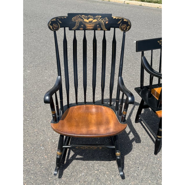 1970s Hitchcock Classic Bench & Rocking Chair Set For Sale - Image 5 of 8