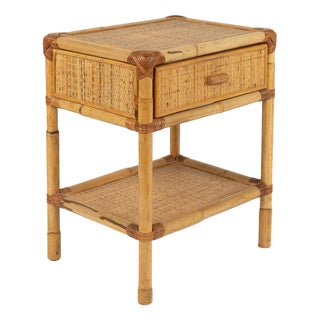 Mid-Century Modern Nightstands in Bamboo and Rattan, 1970s, Set of 2 For Sale