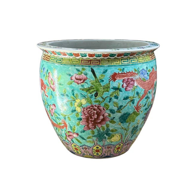 Chinoiserie Large Famille Rose Fishbowl Jardinièrre For Sale - Image 3 of 9