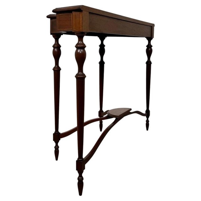 Brown Early 20th Century Antique English Mahogany Serpentine Side Table For Sale - Image 8 of 10