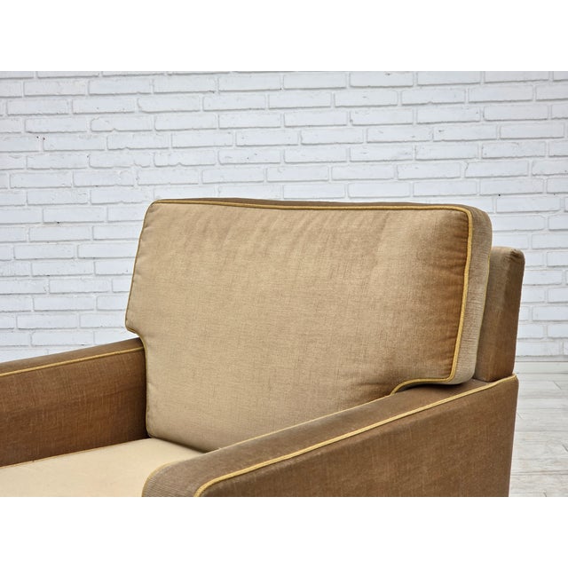 Vintage Danish Lounge Chair in Honey Yellow Furniture Velour, 1970s For Sale - Image 13 of 16