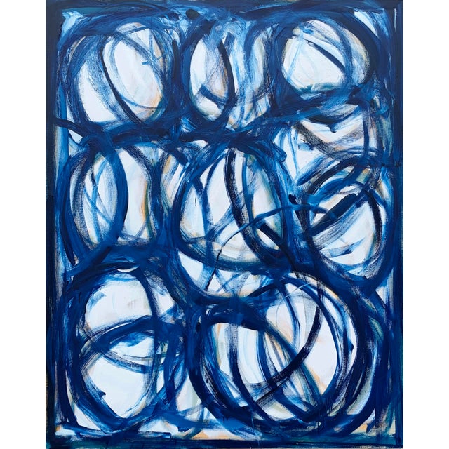 Embrace in Blue Ii, Large Format Oil Painting For Sale