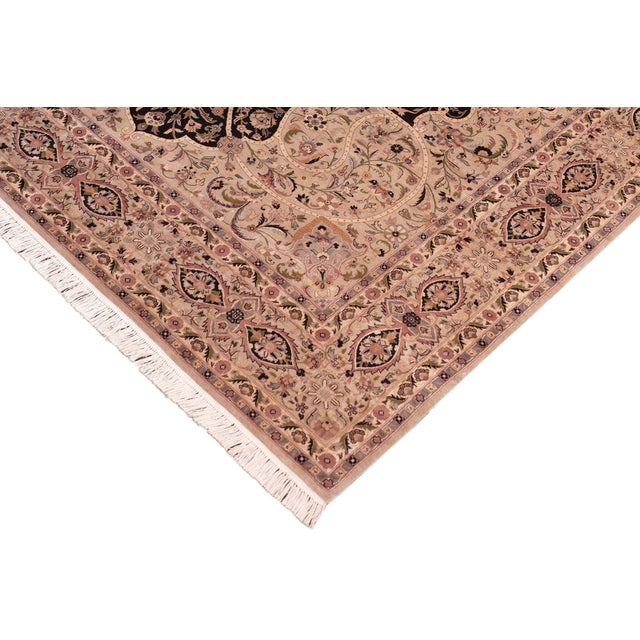 Shabby Chic Shabby Chic Medallion 1990's Pak-Persian Black/Gray Wool Rug - 8'2'' X 10'2'' For Sale - Image 3 of 9