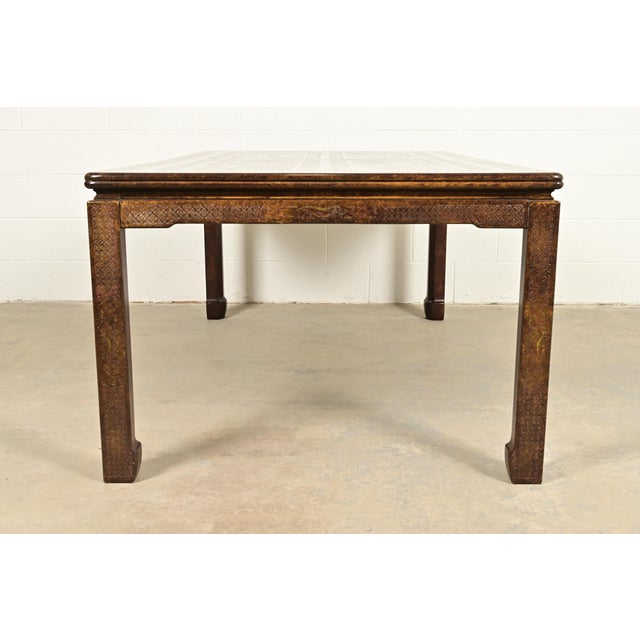 Mario Buatta for John Widdicomb Hollywood Regency Chinoiserie Faux Tortoise Shell Extension Dining Table, Circa 1970s For Sale - Image 15 of 16