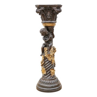 Large Antique French Mixed Metal Bronze Pedestal from A Moreau Paris, 1890s For Sale