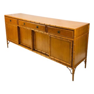 Regency Style Faux Bamboo Sideboard / Credenza / Cabinet For Sale