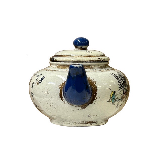 This charming vintage ceramic teapot blends rustic craftsmanship with classic narrative artistry, finished in a...