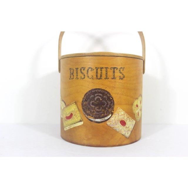 1970s Vintage Painted Wood Biscuit Barrel Bin Pail For Sale - Image 5 of 9