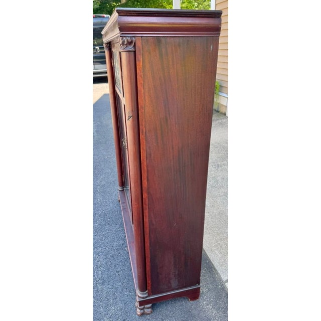 Antique Larkin 2 Door Mahogany Bookcase With Leaded Glass Doors For Sale In Boston - Image 6 of 18
