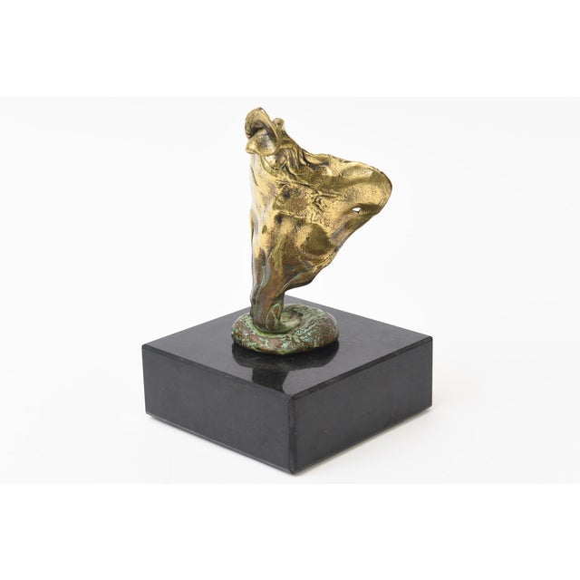 Vintage Cast Bronze Winged Brutalist Torso Sculpture on Black Granite Base For Sale - Image 10 of 12