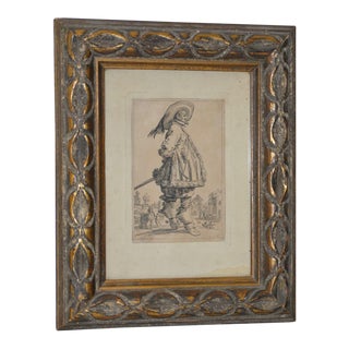 Jacques Callot "The Musketeer" Engraving From the Les Nobles Series 18th to 19th C. For Sale