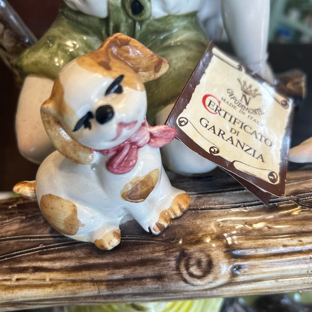 Capodimonte Large Capodimonte Porcelain Figural Sculpture of Children and Dog on Seesaw Mid to Late 20th Century For Sale - Image 4 of 12