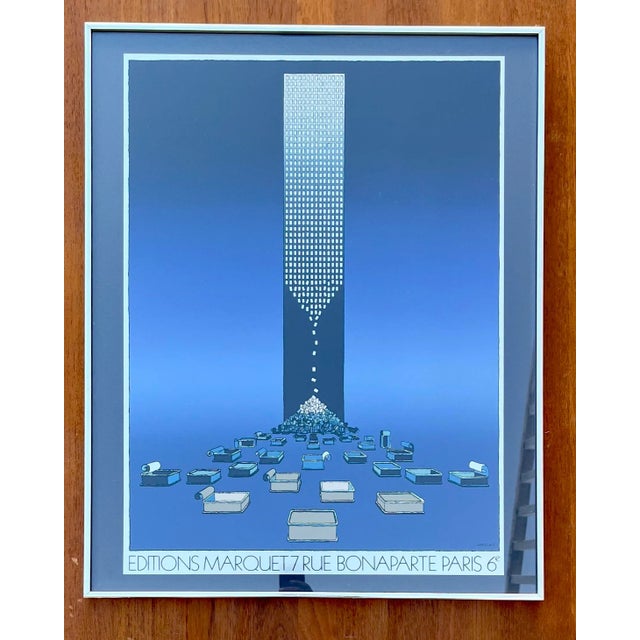 Vintage Michel Granger "Editions Marque" Framed Foil Print Poster. For Sale - Image 13 of 13