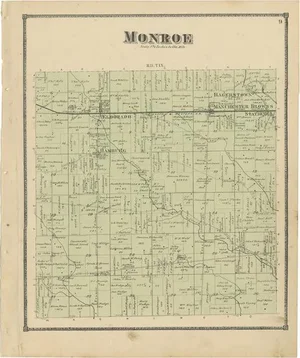 Antique Map of Monroe County in Ohio by Titus, 1871