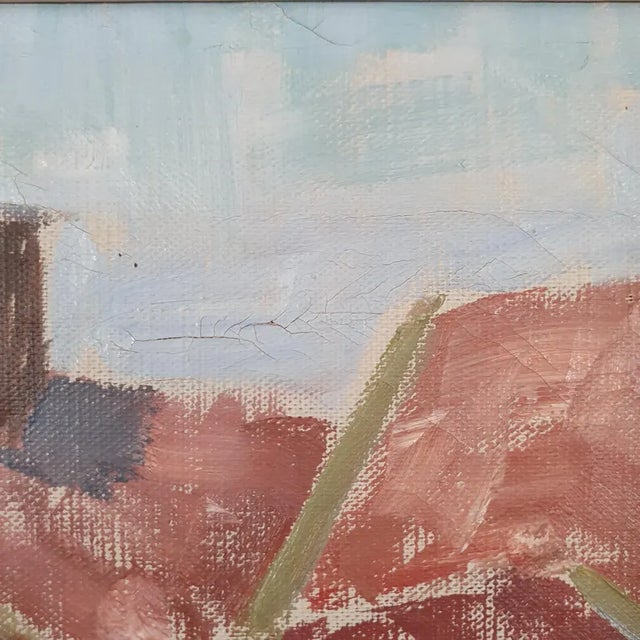 1950s Mid Century Swedish Modernist Cityscape Oil Painting by G. Axelsson For Sale - Image 17 of 18