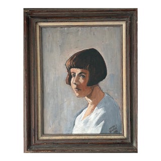 Oil Painting -Portrait of a Lady by Lester J. Clarke For Sale