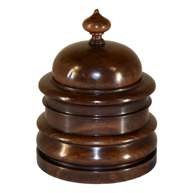 19th Century Treen Mahogany Lidded Box For Sale