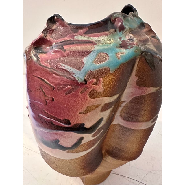 Abstract Multicolor Sculptural Ceramic Vessel For Sale - Image 3 of 11