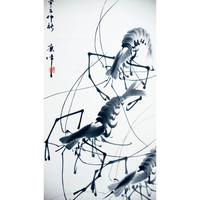 Early 20th Century Chinese Scroll of Shrimps by Lian Wei For Sale - Image 4 of 8