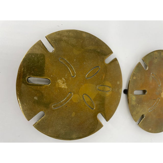 Mid-Century Modern Sand Dollar Brass Trivets - Set of 4 For Sale - Image 3 of 8