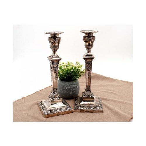 Embossed Silver Candlesticks, Set of 2 For Sale - Image 9 of 9