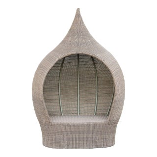 Boho Chic Wicker Beehive Garden Seat Settee For Sale