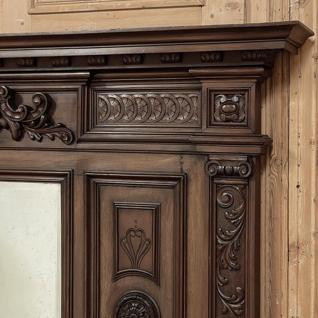 Antique Italian Renaissance Revival Walnut Mantel Mirror For Sale - Image 11 of 17