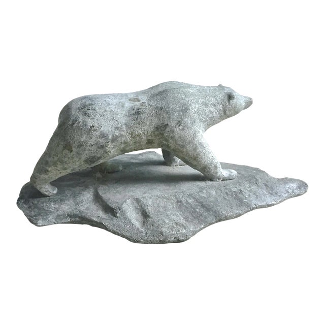 Vintage Carved Stone Bear Sculpture For Sale
