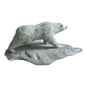 Vintage Carved Stone Bear Sculpture