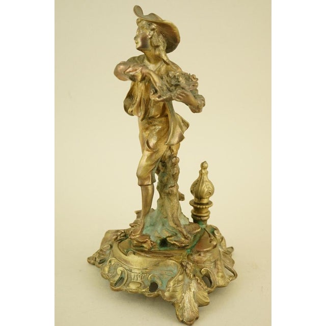 20th Century Mercury-Gilded Bronze Sculptures of Lady and Dandy, France For Sale - Image 10 of 18