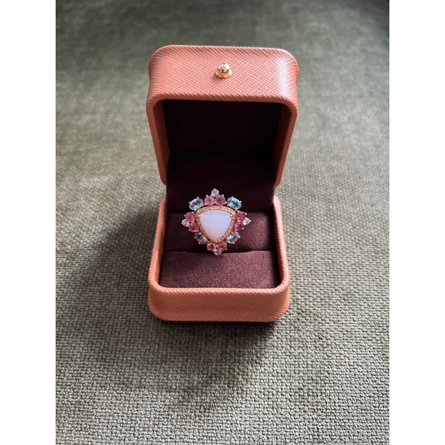 Pink Late 20th Century Bochic "Orient" Vintage Diamond, Tanzanite & Sapphire Ring Set 18K Gold & Silver, Size 12 For Sale - Image 8 of 18