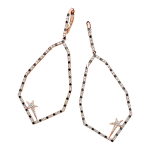 Black and White Diamond Shooting Star Earrings - 2 Pieces