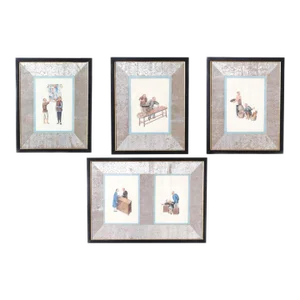 Set of Five Antique Chinese Watercolors on Silk