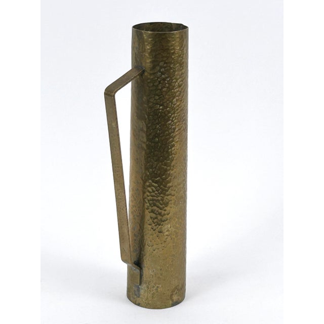 Mid-Century Hammered Brass Tall Grip Vase, Germany, 1960s For Sale - Image 14 of 18