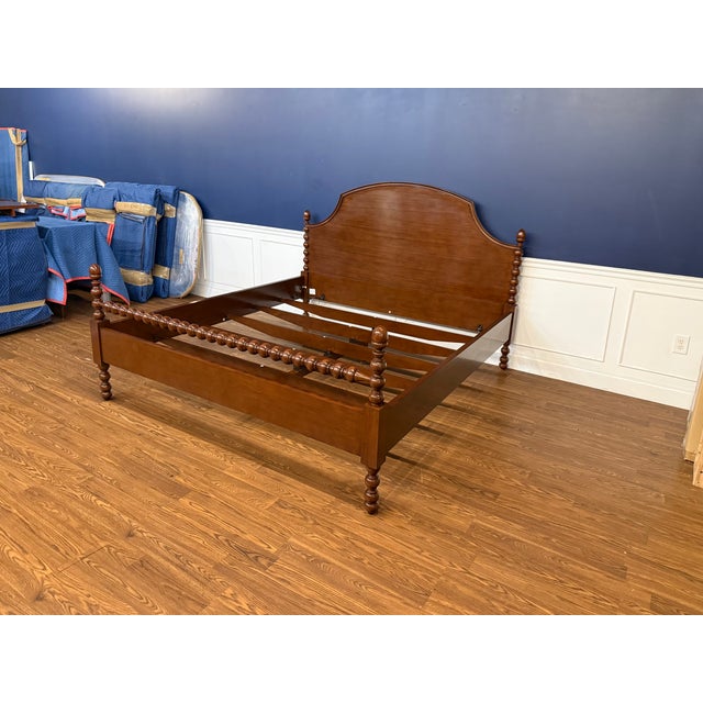 Brown Classic King Size Mahogany Spindle Post Bed by Leighton Hall - Showroom Sample For Sale - Image 8 of 14