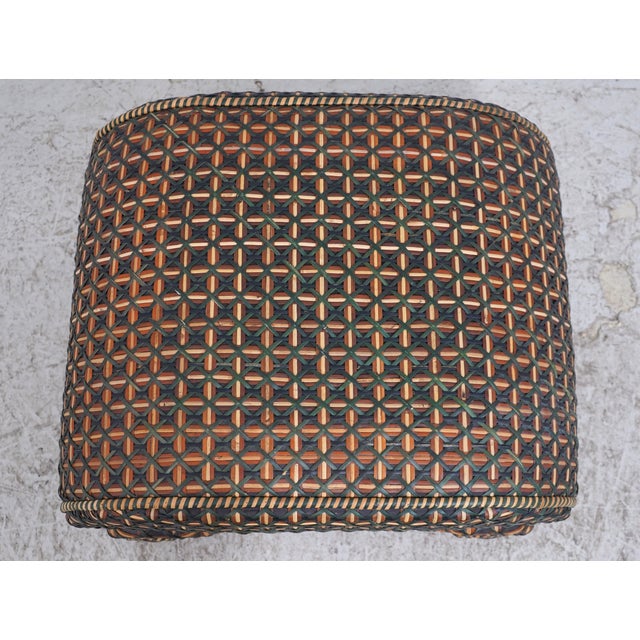 Mackenzie Childs Mackenzie Childs Scrolled Base Woven Wicker Stool For Sale - Image 4 of 11