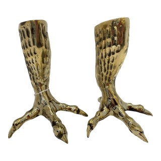 Vintage Brass Claw Chicken Claw Feet, A-Pair For Sale