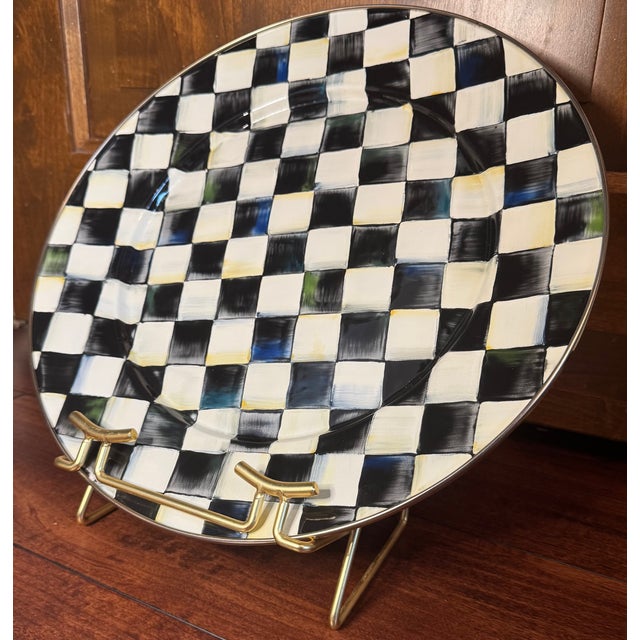 American MacKenzie-Childs Courtly Check 16” Enamel Charger / Serving Platter For Sale - Image 3 of 8