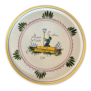 1950s French Quimper "Freedom" Platter or Cake Plate