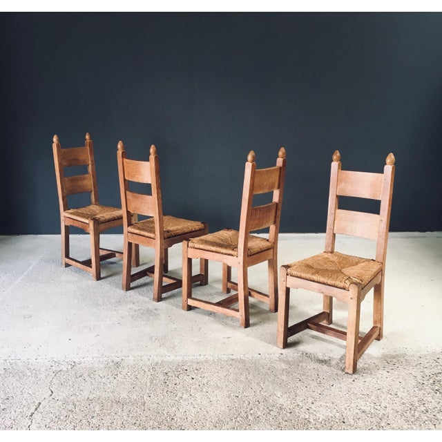 Handcrafted Oak & Rush Dining Chairs, Belgium, 1960s, Set of 6 For Sale - Image 10 of 18