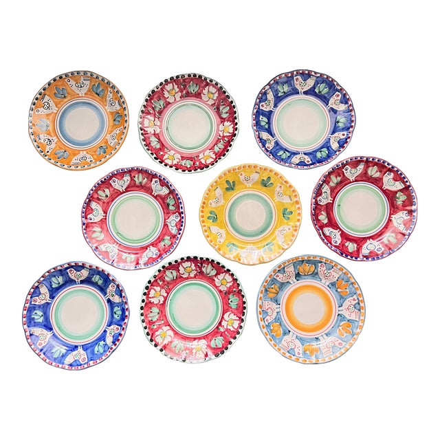 Late 20th Century Vietri Campagna Plates- Set of 9 For Sale