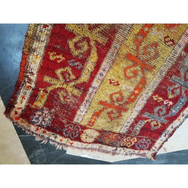 Brick Red Turkish Oushak Rug Yastik Accent Rug With Soft Color 1'10" X 3'3" For Sale - Image 8 of 11