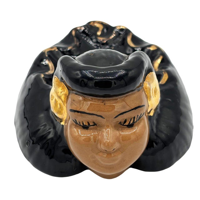 Black Mid 20th Century Califoria Pottery Hula Girl Ashtray by Kaye of Hollywood For Sale - Image 8 of 10