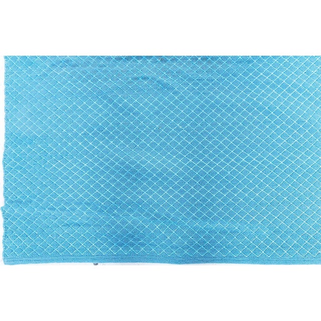 Textile Contemporary Turquoise Geometric Flat-Weave Viscose Rug by Doris Leslie Blau For Sale - Image 7 of 8