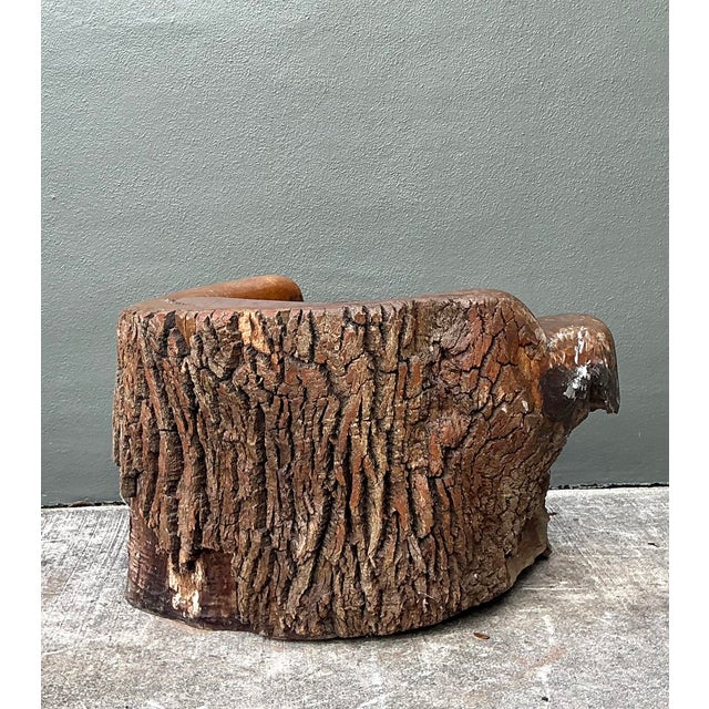 Wood Vintage Tree Trunk Barrel Chair For Sale - Image 7 of 12