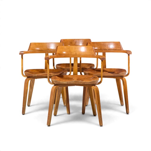 Walter Gropius W199 Bauhaus for Thonet Mid Century Bentwood Chairs - Set of 4 Each chair measures: 23.25 wide x 19 deep x...