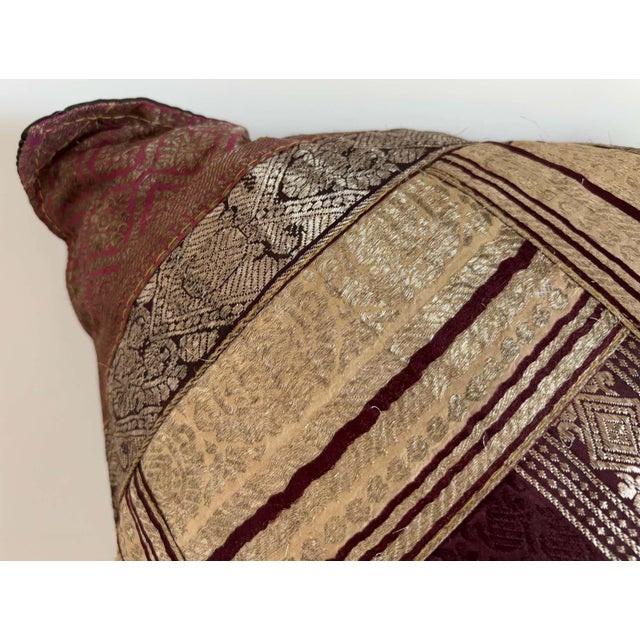 One-of-a-Kind Indian Silk Sari Brocade Pillow, Zari Embroidery, 1980 For Sale - Image 10 of 15