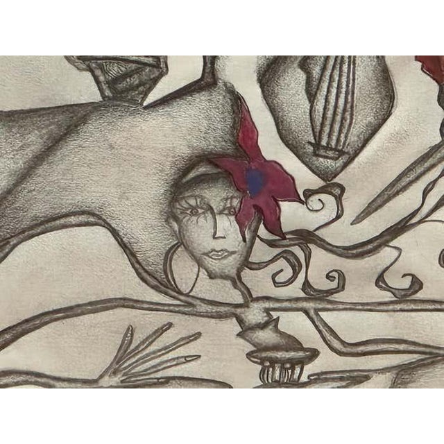 Red Surrealist Drawing For Sale - Image 8 of 9
