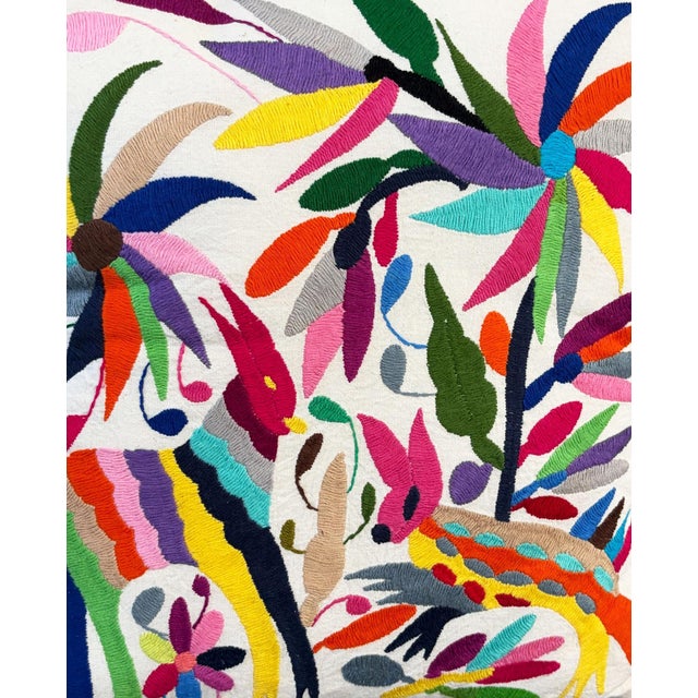 Textile Mexican Otomi Embroidery Textile Pillow 16" W For Sale - Image 7 of 7